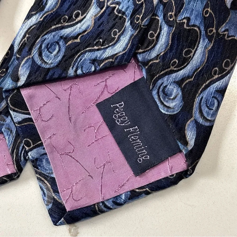 Jimmy V Peggy Fleming Blue Silk Geometric RBM Red Pair of Men's Classic Neckties
